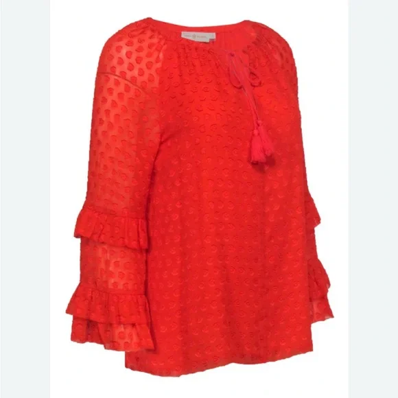 Tory Burch Red Blouse with Tassel Detail - Picture 2 of 16